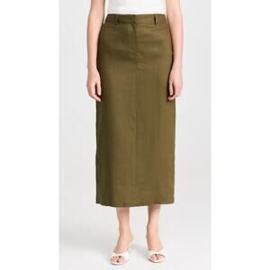 Reformation 'Gia' Green Linen Skirt Size 4